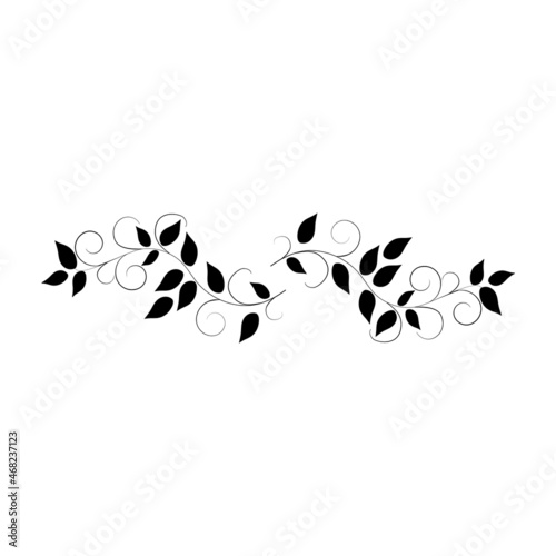 Sprig black flowers on a white background photo