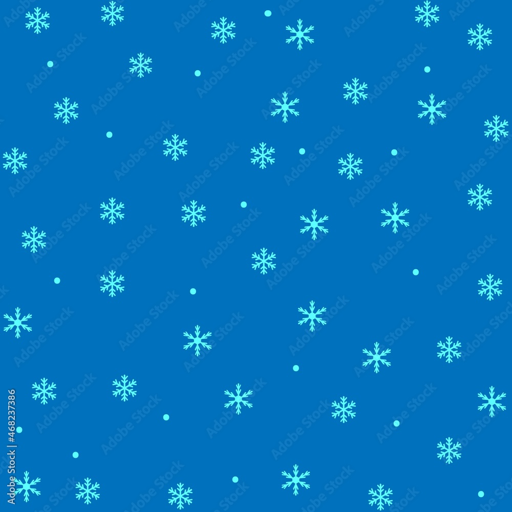 Chaotic white snowflake pattern on blue background Chaotic white snowflake pattern on blue background