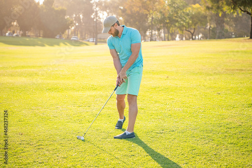 professional sport outdoor. male golf player on professional golf course.