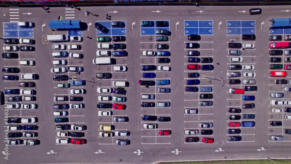 Top view car Parking on parking place Top view car Parking on parking place