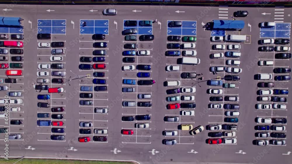 Busy car park in the town Busy car park in the town
