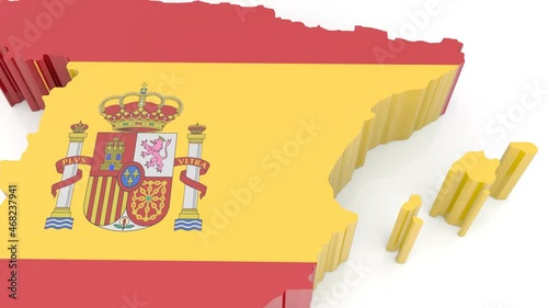 zoom out on spain map on white background animation