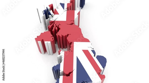 zoom out on united kingdom  map on white background animation