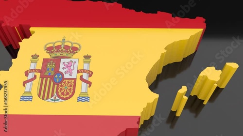 zoom out on spain map on black background animation
