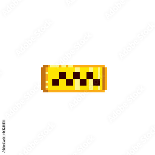 Taxi sign. Pixel art flat style. Icon for websites, logo, web design, mobile app, info grap
