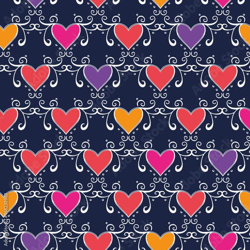 blue vector wonderland lovely hearts seamless pattern background