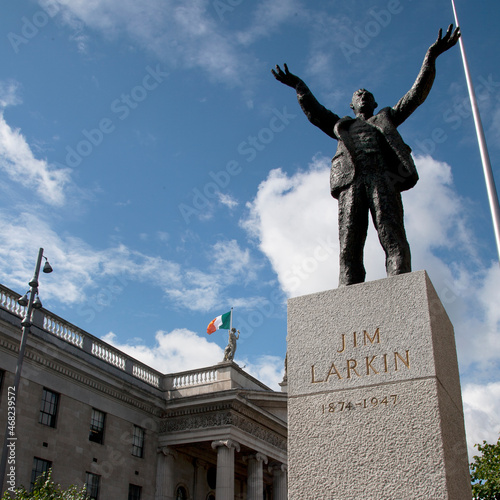 James Larkin statue on O connell Street Dublin Ireland with the GPO behind photo