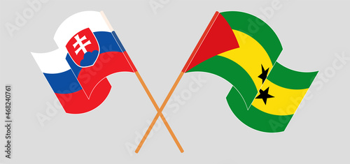 Canvas Print Crossed and waving flags of Slovakia and Sao Tome and Principe