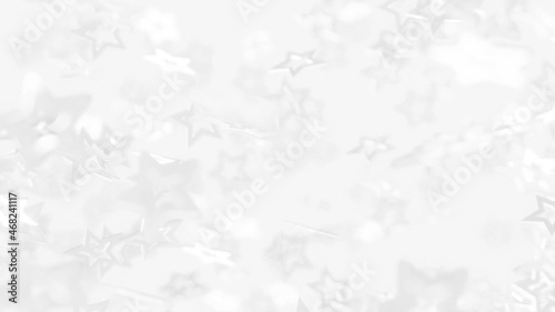 White stars falling and rotating on a light gray background.
4k video, 3d rendering.