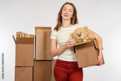 girl with boxes just moved....