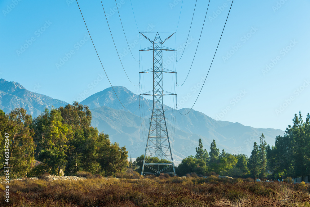 Steel Power Line Tower and Mt. San Antonio