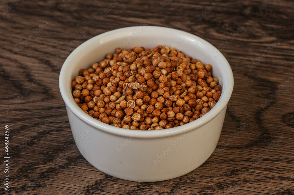 Coriander seeds in the bowl Coriander seeds in the bowl