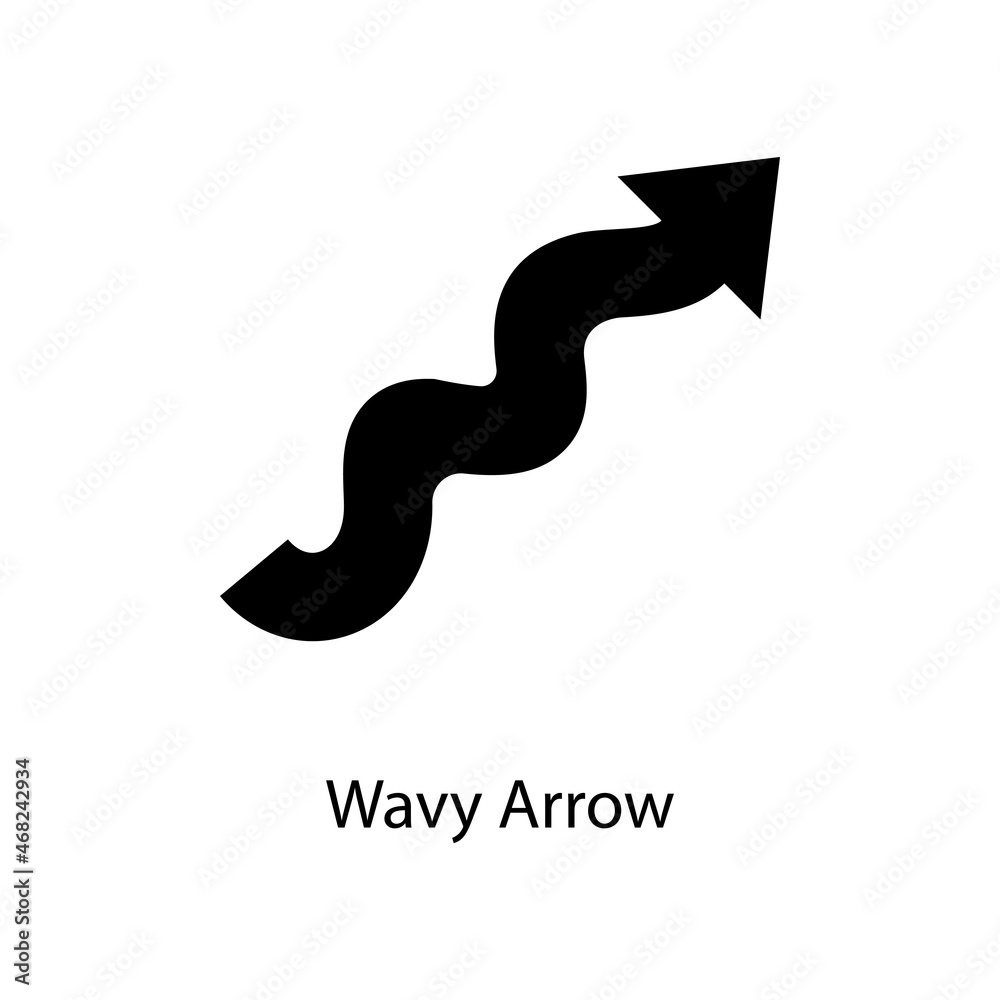 Wavy Arrow Trendy solid icon isolated on white and blank background for your design