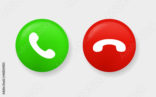 answer phone call and decline icon in modern button, accept and end call symbols 
