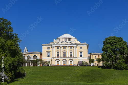 Pavlovsk palace in the State Museum-Reserve "Pavlovsk" on a sunny summer day. Saint Petersburg, Russia