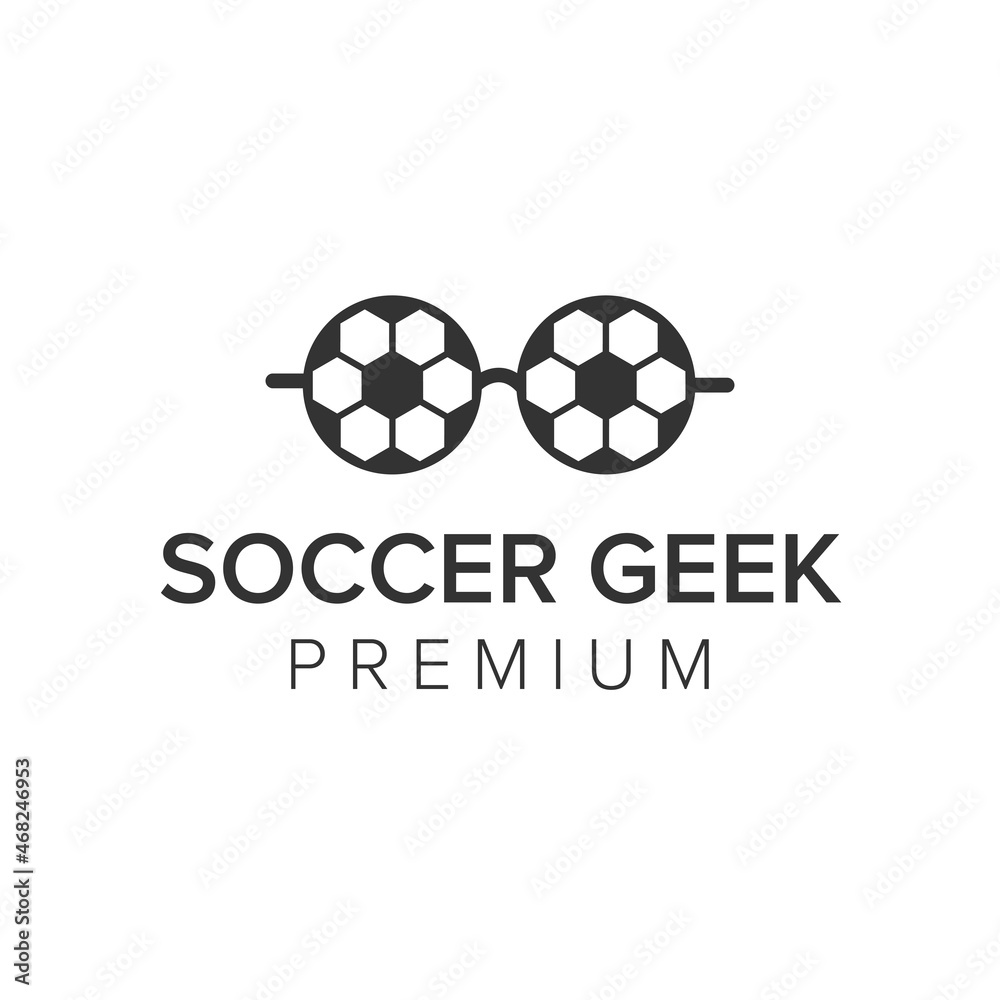 Obraz premium soccer geek logo icon vector template