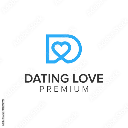 letter D love logo icon vector template