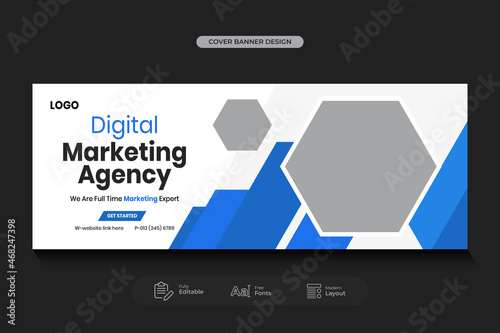 Digital marketing agency and corporate Facebook cover template 