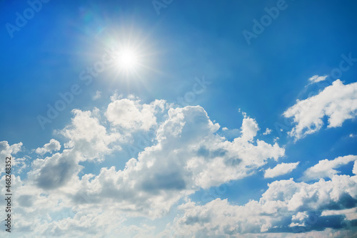 Sky  clouds and sun. Suitable for background.
