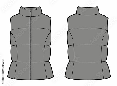 Vector illustration of woman fitted down vest.