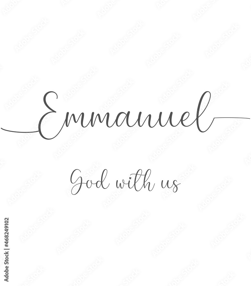 Emmanuel, God with us, Inspirational quote, Christian poster, Modern Art Print, Minimalist Print, Home wall decor, Christian text on white background, nice card, religious banner, vector illustration