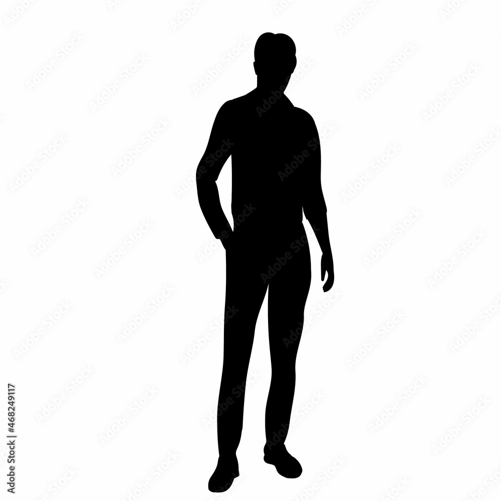 man standing silhouette, isolated, vector