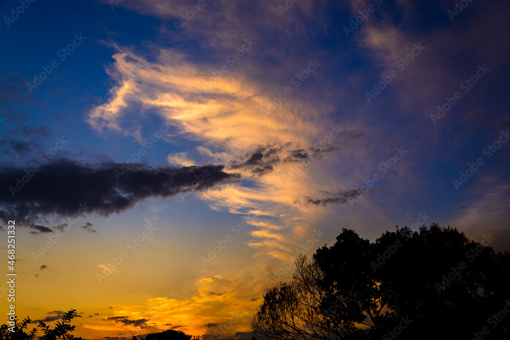 Fototapeta premium sunset over the field, pôr do sol sobre o campo