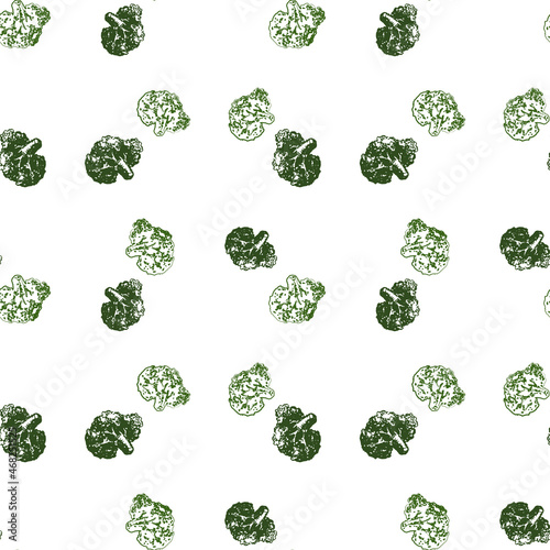 Seamless background of drawn broccoli heads