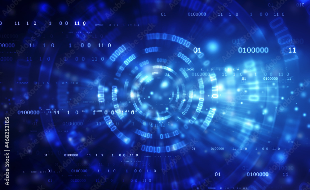 Binary Code Background, Digital Abstract technology background, flowing number one and zero text in binary code format in technology background. Binary Code Background, Digital Abstract technology background, flowing number one and zero text in binary code format in technology background.