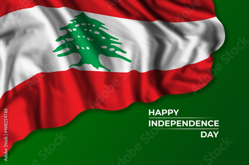 Lebanon independence day card with flag
