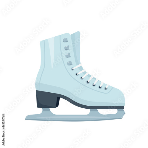 White figure Skate. Ice woman skates shoe isolated on white background. Winter sport accessories icon vector illustration.