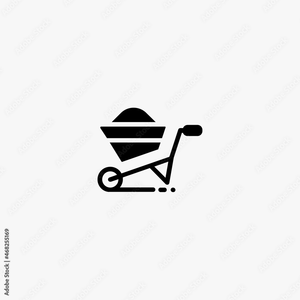 wheelbarrow icon. wheelbarrow vector icon on white background wheelbarrow icon. wheelbarrow vector icon on white background