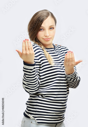 Portrait of happy girl , laughing at camera