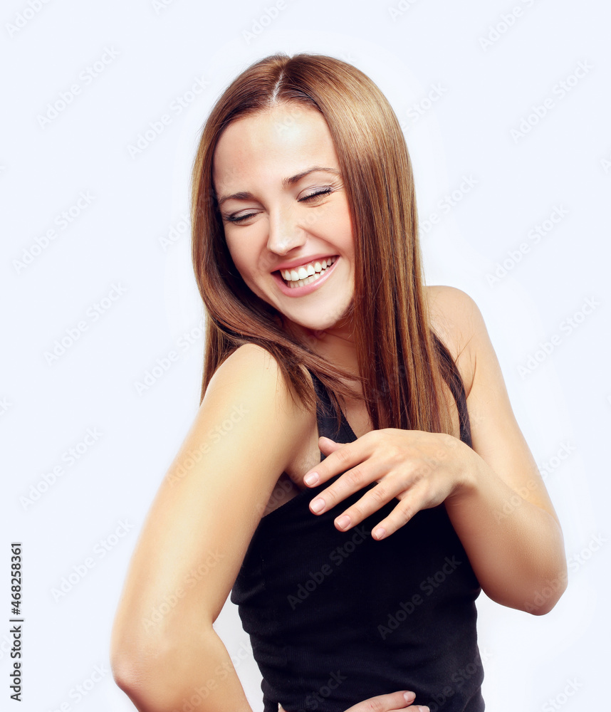 Fototapeta premium Portrait of pretty girl , smiling and grimacing