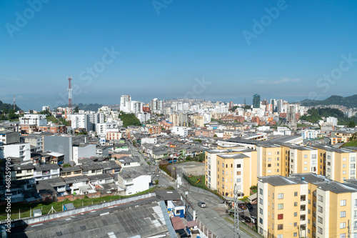 Panoramic and urban landscape of the city of Manizales and blue sky. Manizales  Caldas  Colombia.