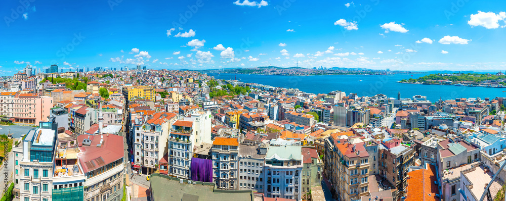 Istanbul city panorama, Istanbul city lanscape view from Europa to Asia