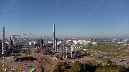 Aerial view of an industrial area with a chemical plant, the Netherlands © Tjeerd