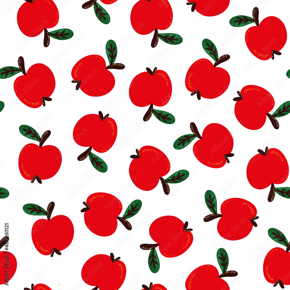 Seamless pattern with red apples on a white background. Vector illustration Seamless pattern with red apples on a white background. Vector illustration