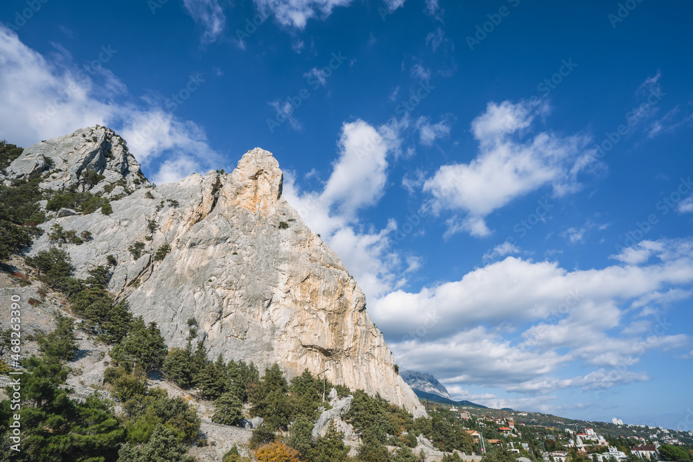 Mountain named Cat in Simeiz small town. The Peninsula Of Crimea. Black Sea Mountain named Cat in Simeiz small town. The Peninsula Of Crimea. Black Sea