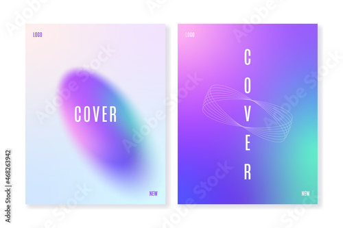 Set of gradient background templates with blurred and linear shapes. For covers, wallpapers, branding, social media and other projects. Vector, can be used for web and print