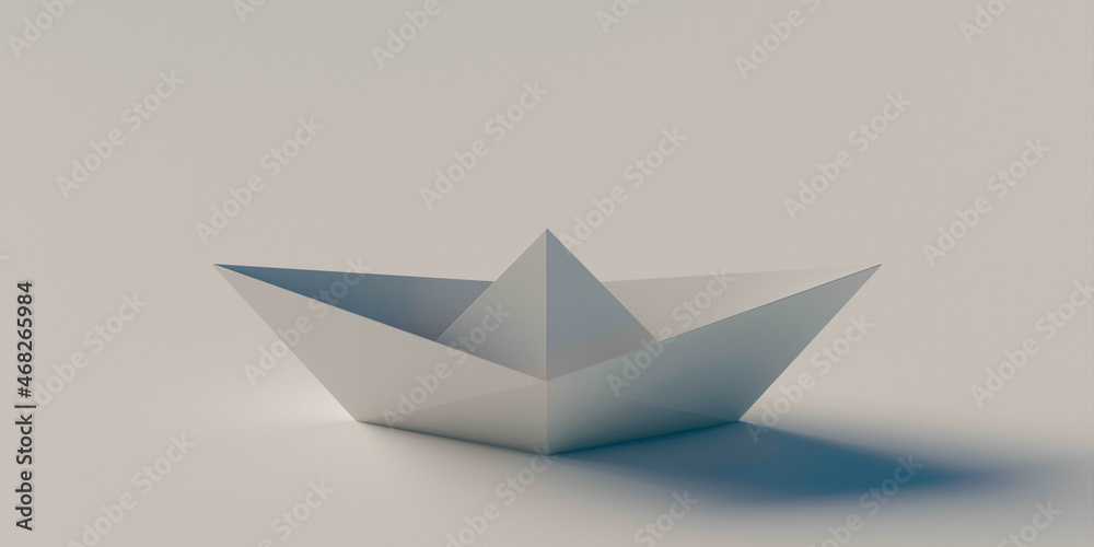Conceptual paper ship; personal challenge and team competition concepts, 3d rendering Conceptual paper ship; personal challenge and team competition concepts, 3d rendering