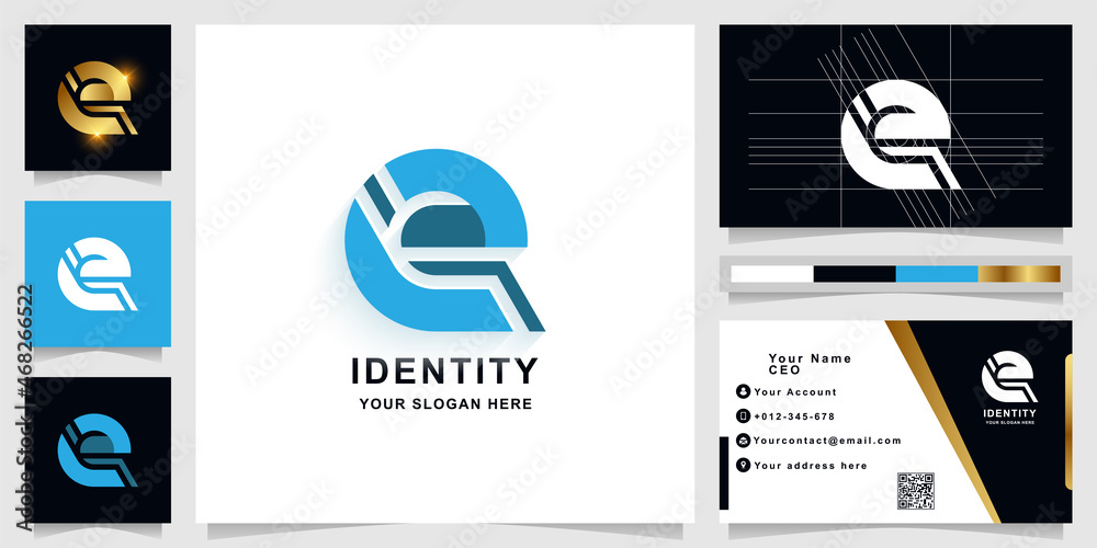 Letter e or a monogram logo template with business card design Stock ...
