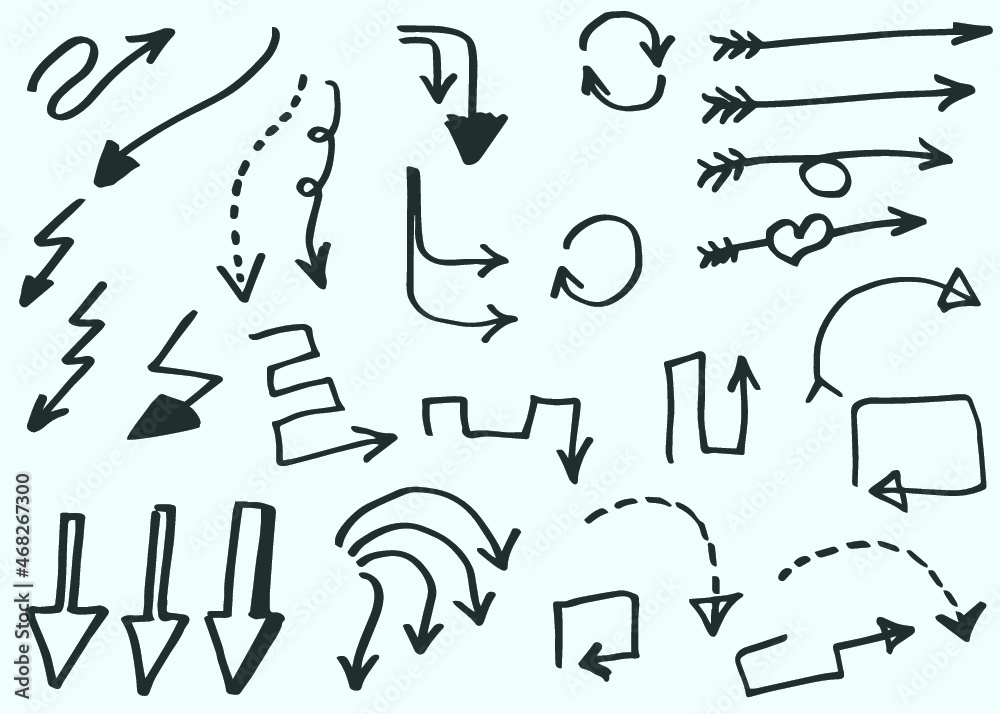 Doodle vector arrows. Isolated. Hand drawn set Doodle vector arrows. Isolated. Hand drawn set