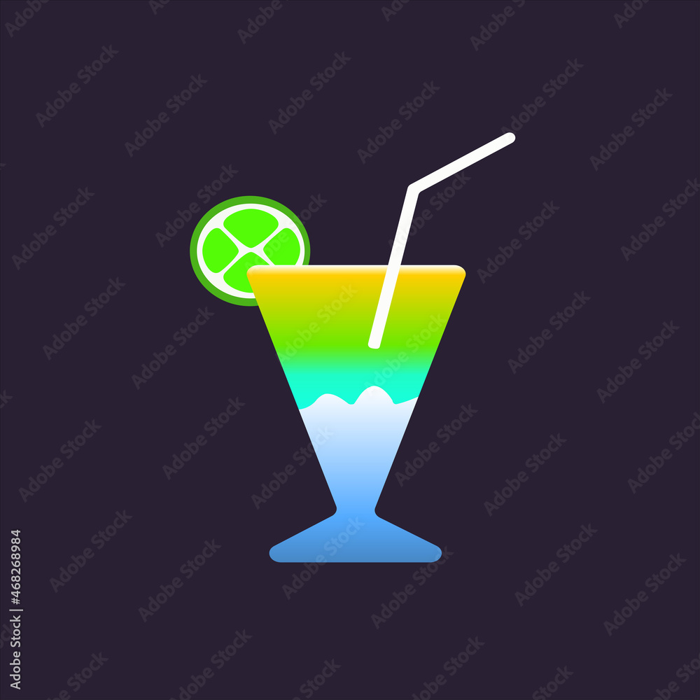 cocktail with lemon drink glass vector cocktail with lemon drink glass vector