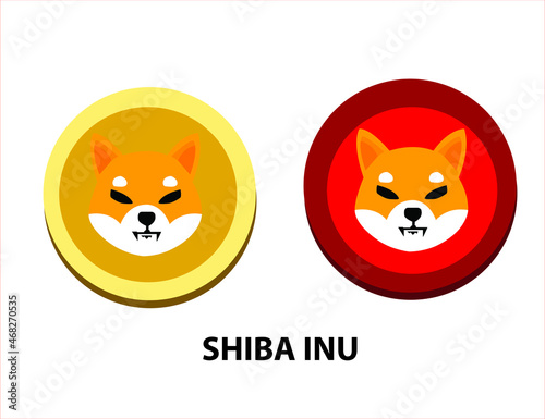 Shiba inu SHIB coin crypto currency symbol vector.