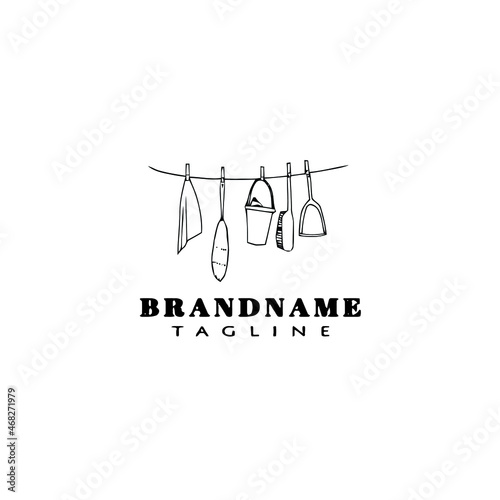 cleaning tools logo design template icon illustration