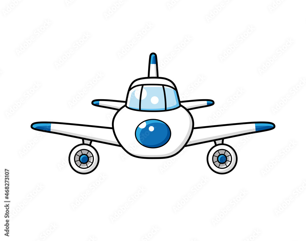 Jet airplane front view isolated cartoon vector Jet airplane front view isolated cartoon vector