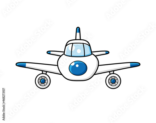 Jet airplane front view isolated cartoon vector