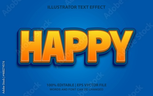 Happy Editable Text Effect Style Vector