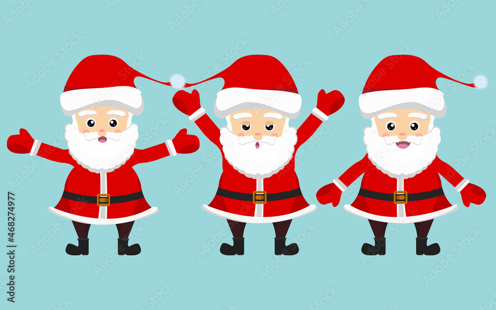 Santa clause character vector set- santa clause different poses cartoon illustration Santa clause character vector set- santa clause different poses cartoon illustration